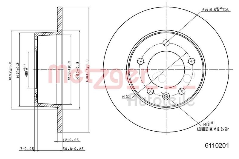 METZGER AUTOTEILE 6110201 Brake Disc
