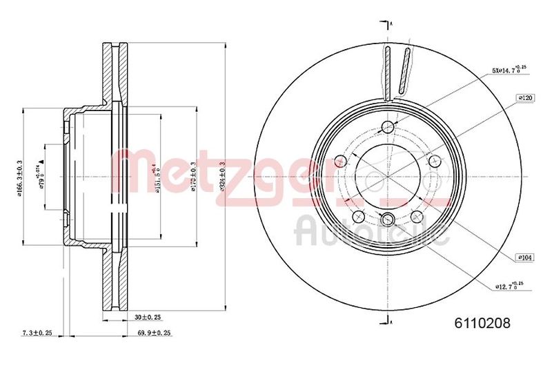 METZGER AUTOTEILE 6110208 Brake Disc