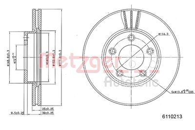 Brake Disc METZGER AUTOTEILE 6110213