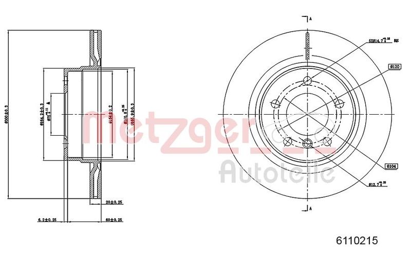 METZGER AUTOTEILE 6110215 Brake Disc