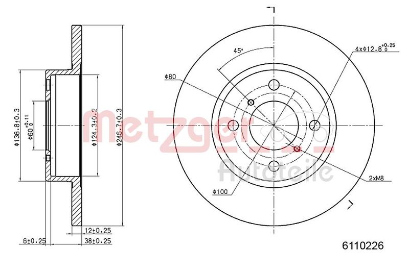 METZGER AUTOTEILE 6110226 Brake Disc