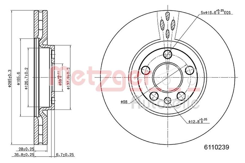 METZGER AUTOTEILE 6110239 Brake Disc