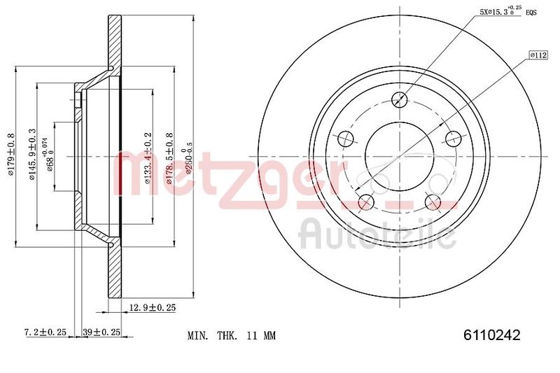 METZGER AUTOTEILE 6110242 Brake Disc