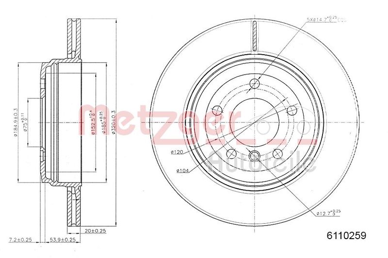 METZGER AUTOTEILE 6110259 Brake Disc