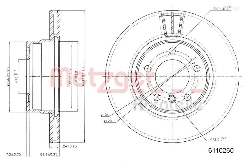 METZGER AUTOTEILE 6110260 Brake Disc
