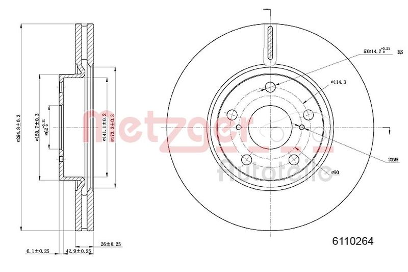 METZGER AUTOTEILE 6110264 Brake Disc