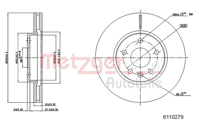 METZGER AUTOTEILE 6110279 Brake Disc