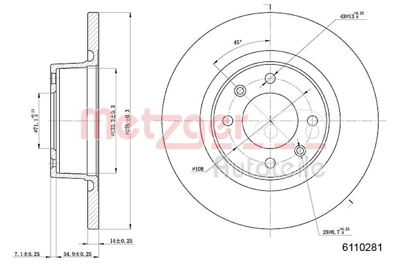METZGER AUTOTEILE 6110281 Brake Disc