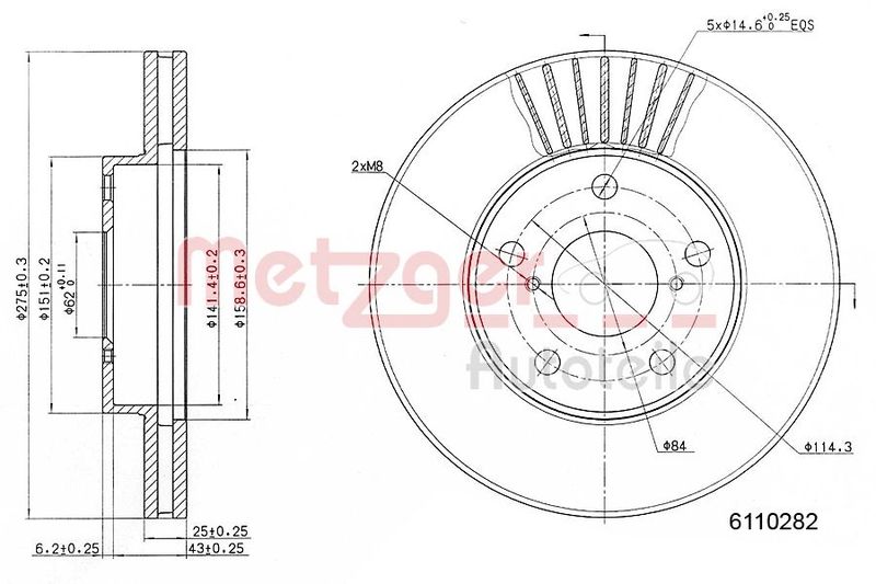 METZGER AUTOTEILE 6110282 Brake Disc