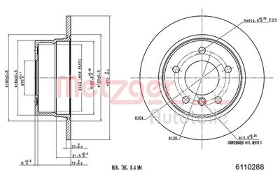Brake Disc METZGER AUTOTEILE 6110288