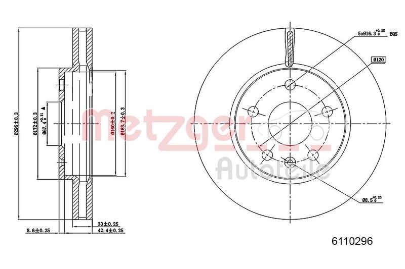 METZGER AUTOTEILE 6110296 Brake Disc