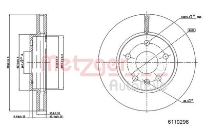 Brake Disc METZGER AUTOTEILE 6110296