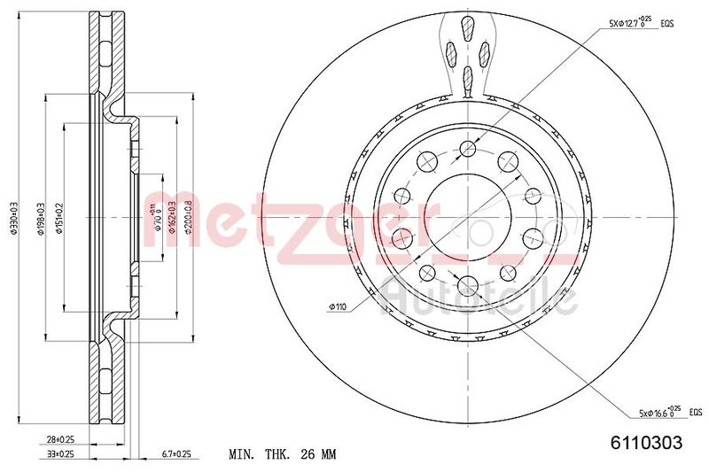 METZGER AUTOTEILE 6110303 Brake Disc