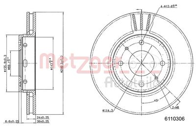 Brake Disc METZGER AUTOTEILE 6110306