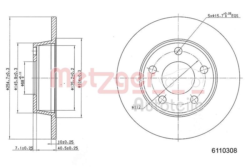 METZGER AUTOTEILE 6110308 Brake Disc