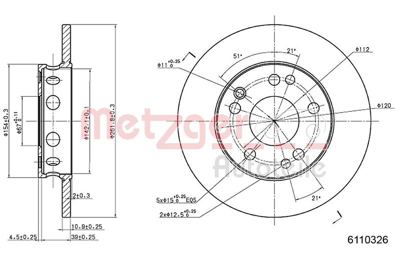 METZGER AUTOTEILE 6110326 Brake Disc