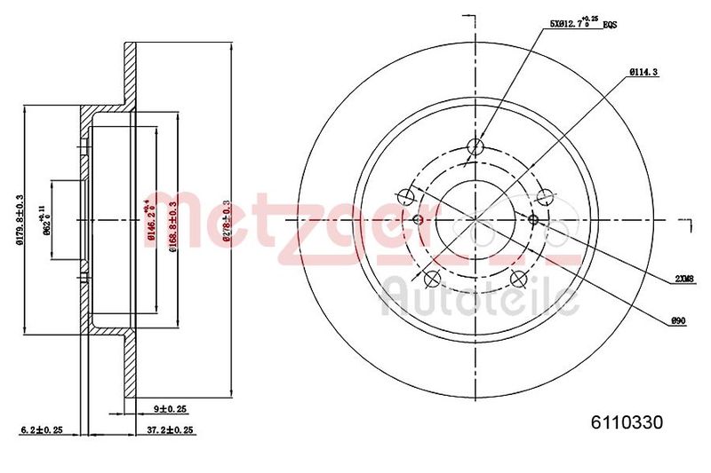 METZGER AUTOTEILE 6110330 Brake Disc