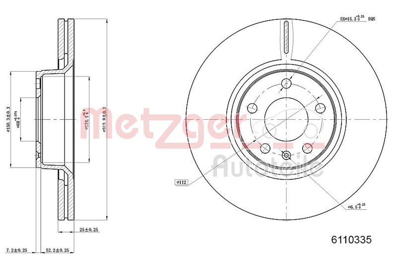 METZGER AUTOTEILE 6110335 Brake Disc