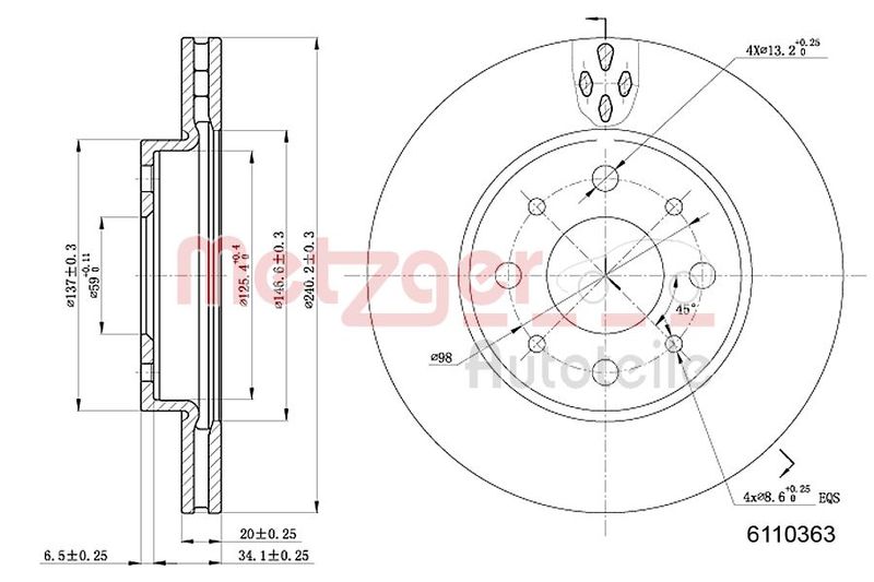 METZGER AUTOTEILE 6110363 Brake Disc