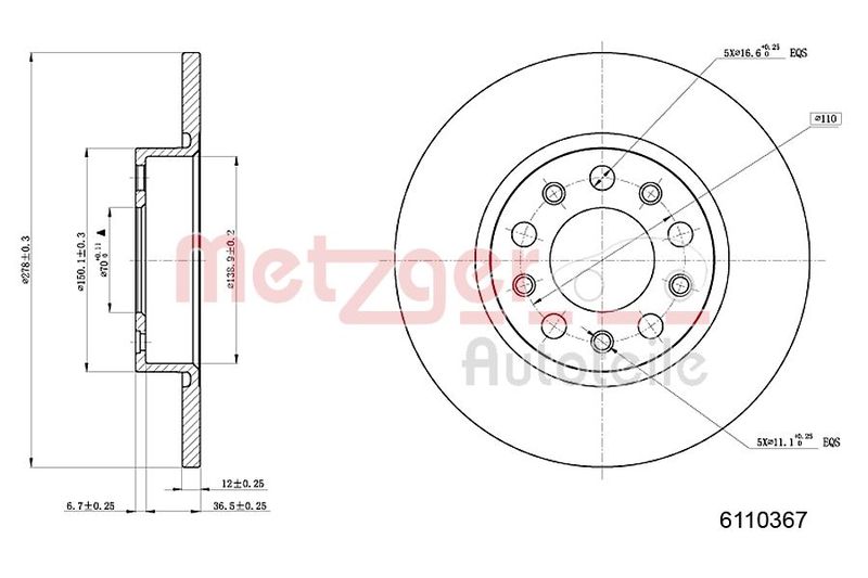 METZGER AUTOTEILE 6110367 Brake Disc