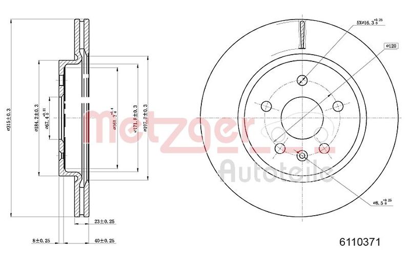 METZGER AUTOTEILE 6110371 Brake Disc