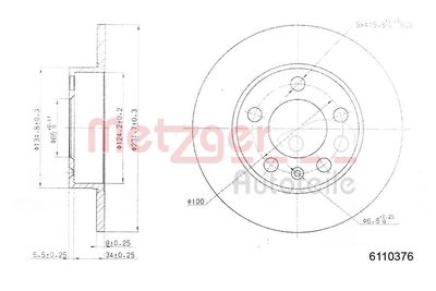 Brake Disc METZGER AUTOTEILE 6110376