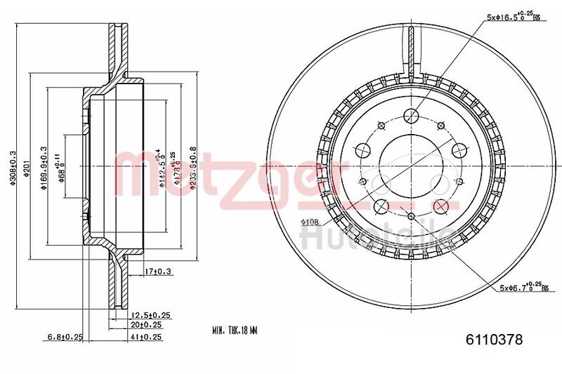 METZGER AUTOTEILE 6110378 Brake Disc