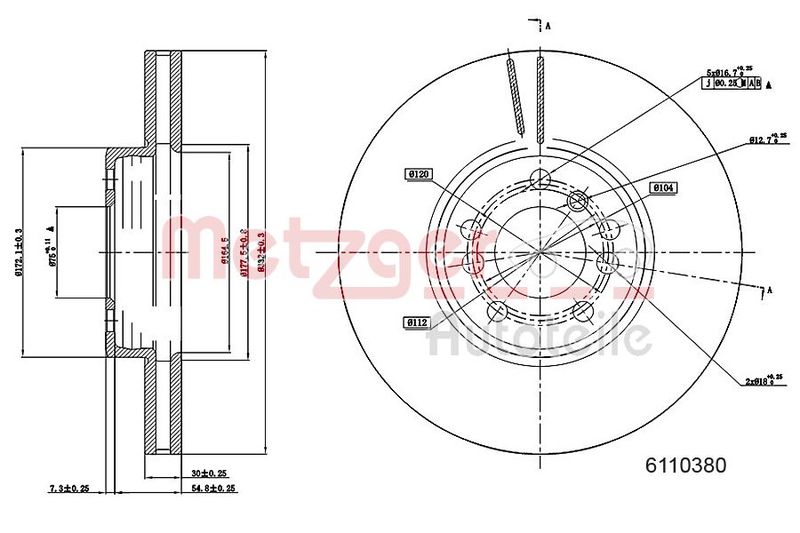 METZGER AUTOTEILE 6110380 Brake Disc
