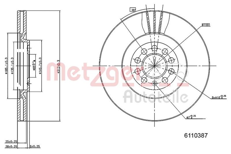 METZGER AUTOTEILE 6110387 Brake Disc