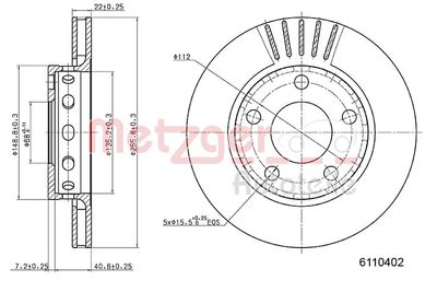 Brake Disc METZGER AUTOTEILE 6110402