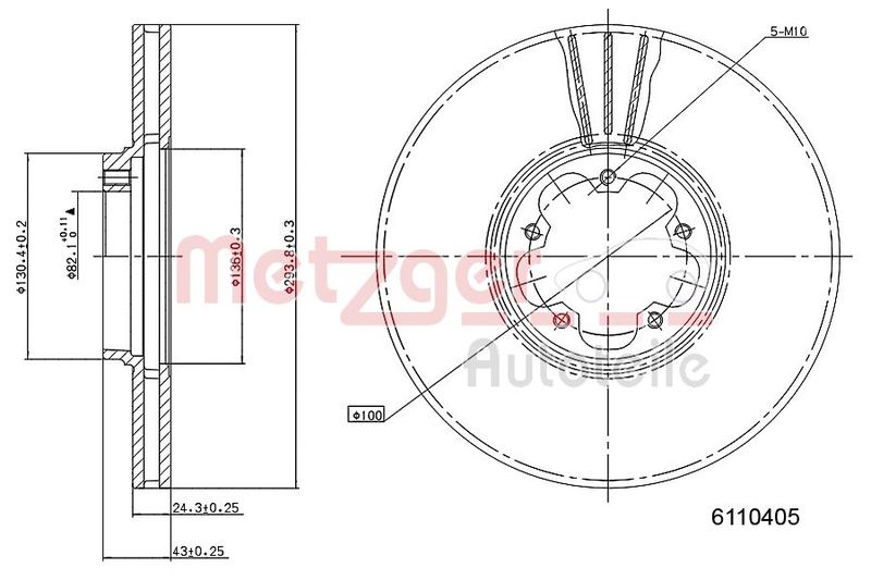 METZGER AUTOTEILE 6110405 Brake Disc