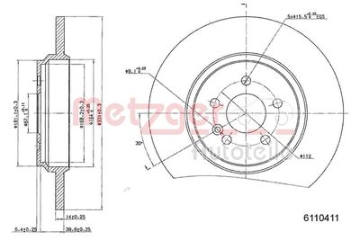 Brake Disc METZGER AUTOTEILE 6110411