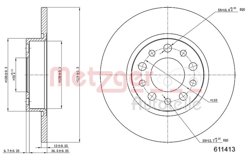 METZGER AUTOTEILE 6110413 Brake Disc
