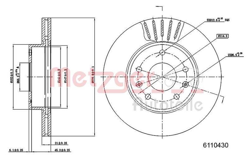 METZGER AUTOTEILE 6110430 Brake Disc