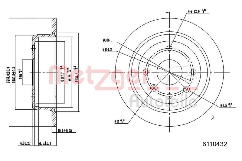 METZGER AUTOTEILE 6110432 Brake Disc
