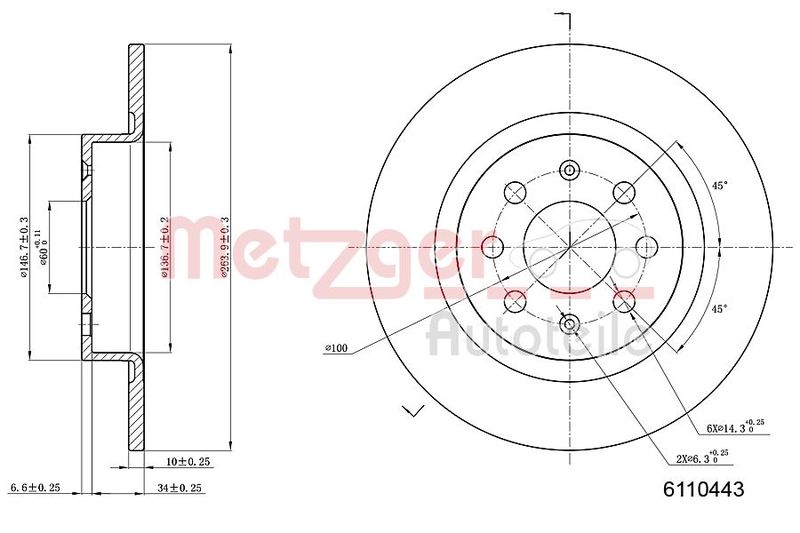 METZGER AUTOTEILE 6110443 Brake Disc