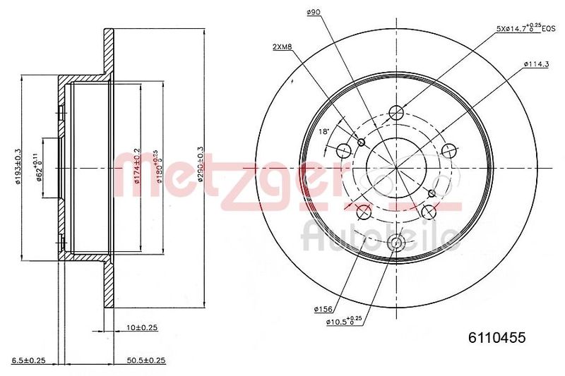 METZGER AUTOTEILE 6110455 Brake Disc