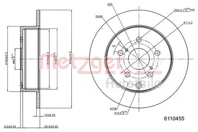 Brake Disc METZGER AUTOTEILE 6110455