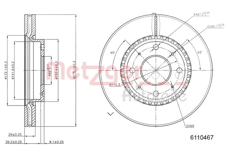 METZGER AUTOTEILE 6110467 Brake Disc