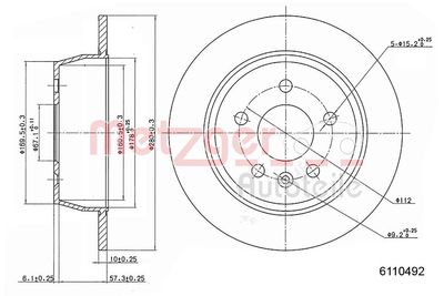 Brake Disc METZGER AUTOTEILE 6110492