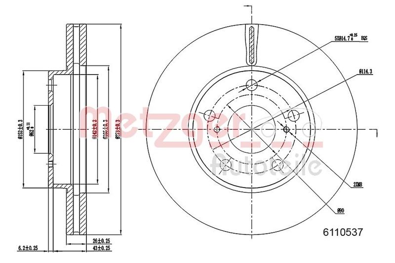 METZGER AUTOTEILE 6110537 Brake Disc