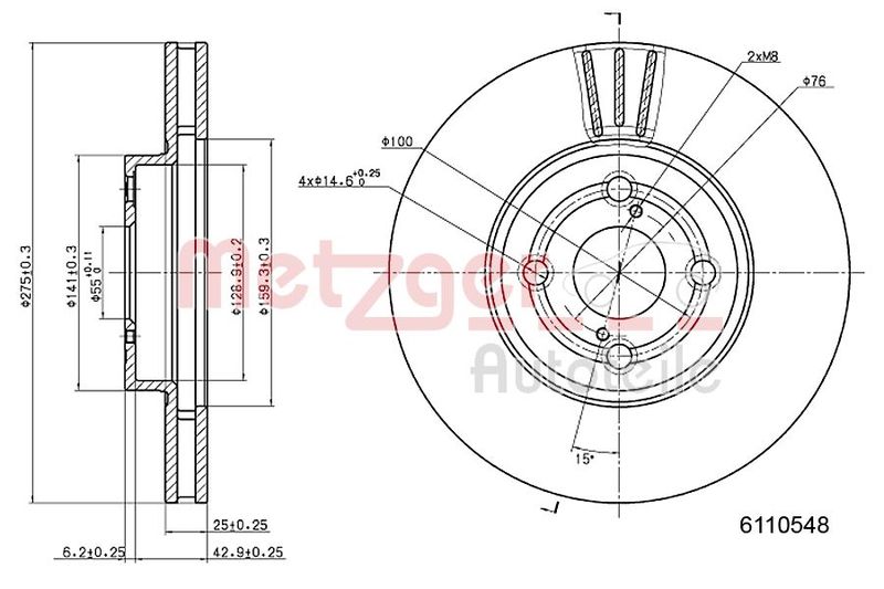 METZGER AUTOTEILE 6110548 Brake Disc