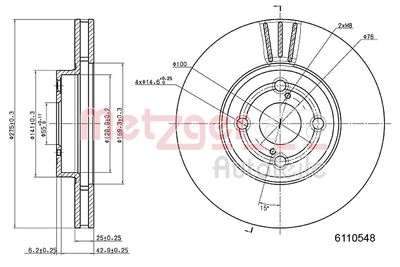 Brake Disc METZGER AUTOTEILE 6110548