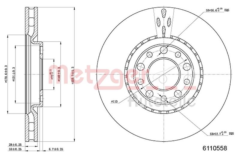 METZGER AUTOTEILE 6110558 Brake Disc