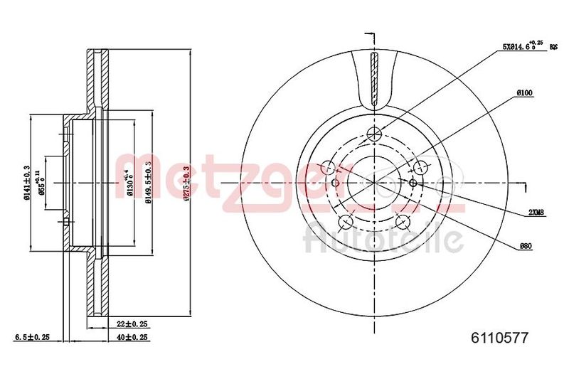 METZGER AUTOTEILE 6110577 Brake Disc