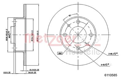 Brake Disc METZGER AUTOTEILE 6110585