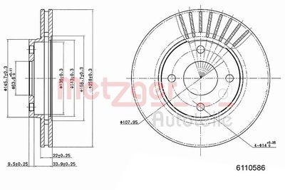 Brake Disc METZGER AUTOTEILE 6110586
