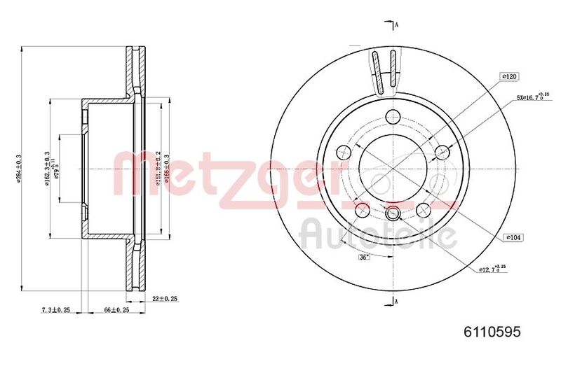 METZGER AUTOTEILE 6110595 Brake Disc