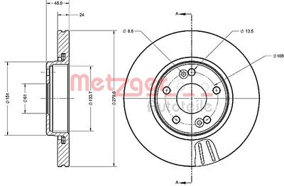 Brake Disc METZGER AUTOTEILE 6110600