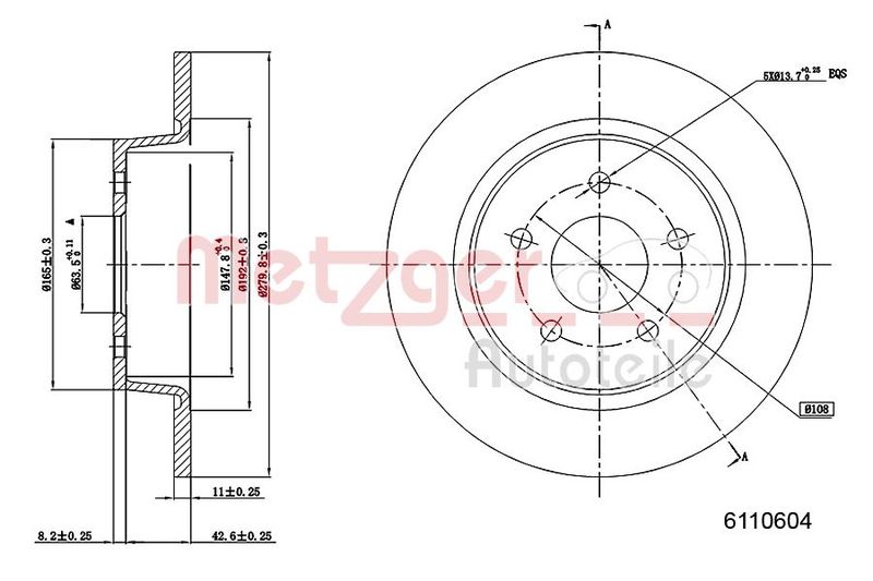 METZGER AUTOTEILE 6110604 Brake Disc